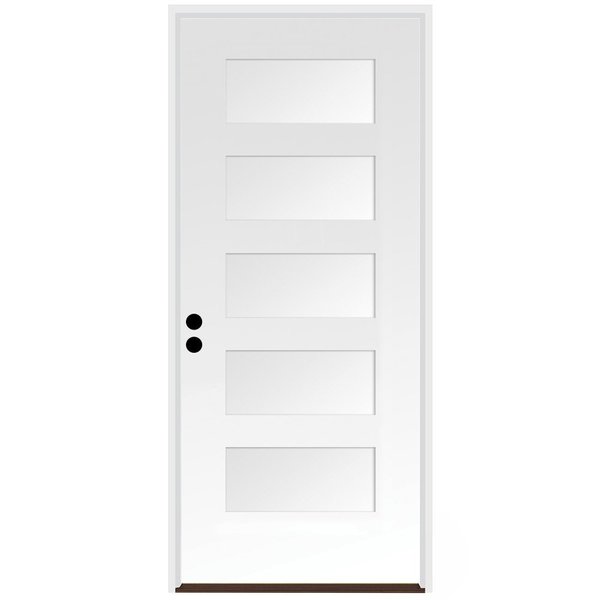 Codel Doors 32" x 80" Primed White Shaker Exterior Fiberglass Door 2868RHISPSF5PSHK691610BB